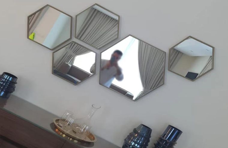 hexagon framed mirror